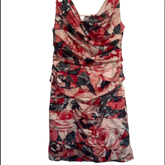 EXPRESS FLOWER ROUCHED BANDAGE BODYCON DRESS SZ 10 NEW LINED - Picture 3 of 11